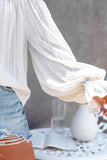 Frilled Off The Shoulder Striped Blouse
