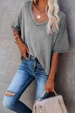 V Neck Short Sleeve Knit Tee