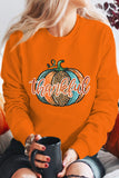 Orange Cute Halloween Thankful Leopard Pumpkin Graphic Sweatshirt