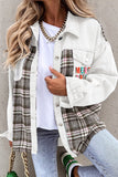 MERRY and BRIGHT Plaid Splicing Denim Jacket