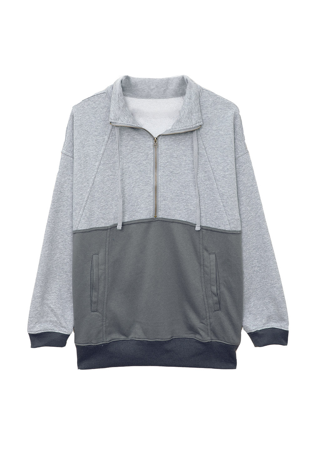Zipped Colorblock Sweatshirt with Pockets