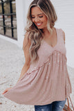 Pink Foil Splatter Drops Ruffled Flowy Tank