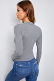 Gray Zipper Slim-fit Long Sleeve Top