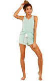 Multicolor Tie-dye Knit Sleeveless Shorts Pajamas Set