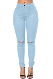 Trendy Slit Knee Denim Pants