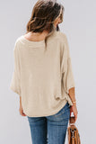 Beige V-neck Dropped Sleeve Heart Print Slouchy Top