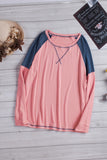 Khaki Color Block Raglan Sleeve Top