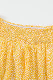 Yellow Off Shoulder Floral Print Lantern Sleeve Top