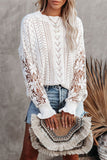 Crochet Lace Pointelle Knit Sweater