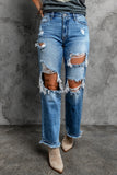 Distressed Holes Hollow-out Boyfriend Jeans