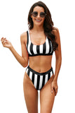 Athletic Striped Tank High Waist Bikini