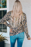 Leopard Crisscross V Neck Leopard Long Sleeve Tops