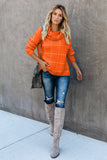Beige Grid Pattern Turtleneck Sweater