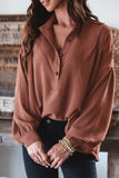 Buttoned Drop Shoulder Bishop Sleeve Shirt
