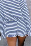 Striped Lounge Long Sleeves Shorts Set