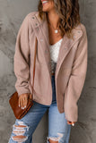 Faux Shearling Lining Snap Button Suede Jacket