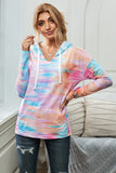 Multicolor Tie Dyed Pocket Pullover Hoodie