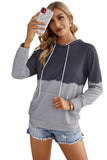 Light Green Dip-Dye Colorblock Drawstring Hoodie with Pockets