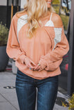 Leopard Detail Waffle Knit Top