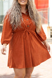 Plus Size High Waist Corduroy Dress
