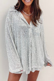 Silver Sequin Pocketed Loose Shirt