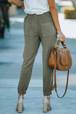 Casual Pocketed Elastic Waist Joggers