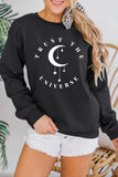 Black Trust The Universe Starmoon Graphic Sweatshirt