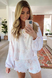 Floral Print White Knit Lounge Set