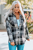 Black Grid Print Boyfriend Shirt Coat
