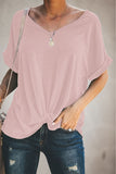 Plain Crew Neck Short Sleeve Twist Tee