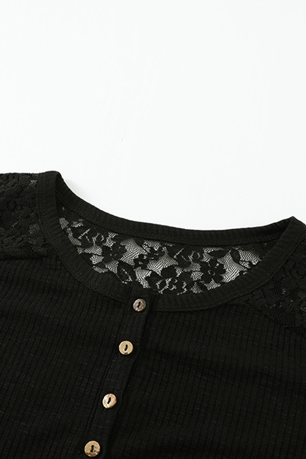 Lace Back Buttoned Henley Top