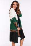Colorblock Leopard Print Patchwork Knit Cardigan