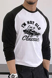 Men's Letter Car Print Color Block Long Sleeve Top