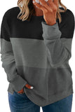 Crew Neck Striped Color Block Plus Size Sweatshirt