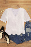 Swiss Dot Lace V Neck Shirt