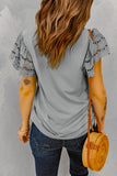 Hollow Out Ruffle Sleeve T-shirt