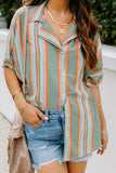 Button Striped Short Sleeves Shirt