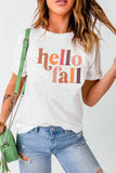 Hello Fall Letter Print Crew Neck Graphic Tee
