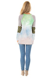 Tie-dyed Striped and Leopard Long Sleeves Top