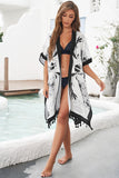 Bohemian Print Open Front Loose Kimono Beach Cover up