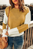 Brown Two-Tone Chevron Pullover Sweater