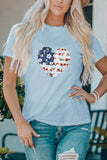 Family Matching American Flag Flower Heart Print Girl's Graphic Tee