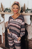 Christmas Snowflake Print Long Sleeve and Joggers Lounge Set