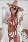 Athletic Striped Tank High Waist Bikini