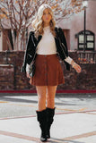 Button Front Corduroy Mini Skirt
