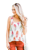 Dark Blue Aztec Feather Tank Top