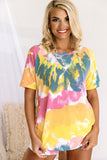 Tie-dye Print Tee and Drawstring Shorts Lounge Set
