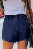 Elastic Waist Drawstring Denim Shorts