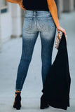 Dark Blue Slit High Waist Jeans