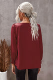 V Neck Lace Patchwork Green Blouse